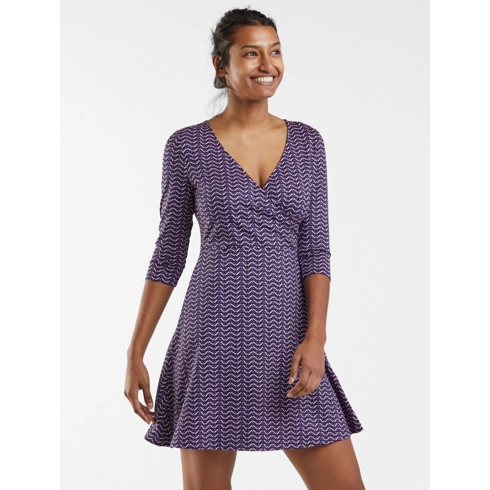 Title Nine Dream Faux‎ Wrap Dress Blue Pallay Large SwiftSnap at Hem